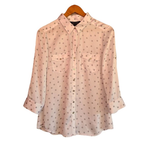 White House Black Market Tops - WHBM Polka Dot Long Sleeve Button Up Blouse Size 10 NWT